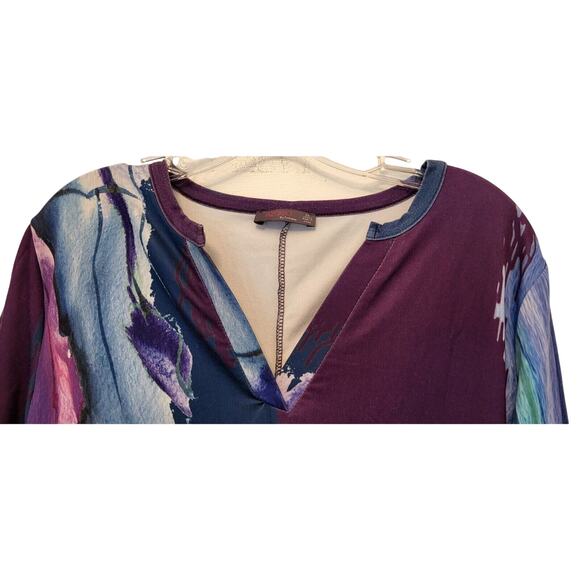 Azalea Womens Pullover Top Purple And Blue Polyester Spandex Shirt 1X - Picture 4 of 9